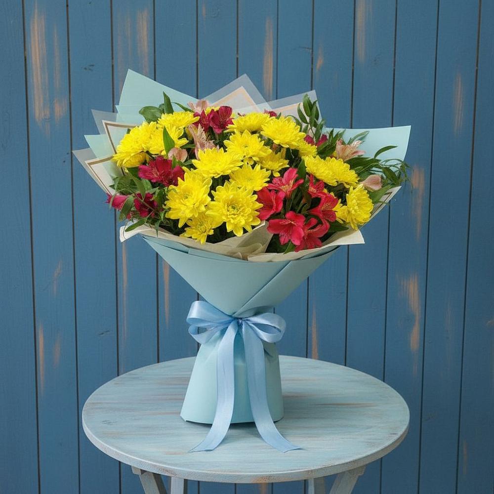 Букет цветов из: Альстромерии и Хризантемы в Смолино