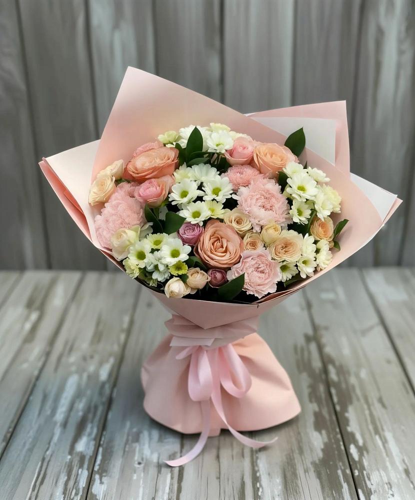 Букет цветов из: Гвоздики, Розы и Хризантемы в Смолино