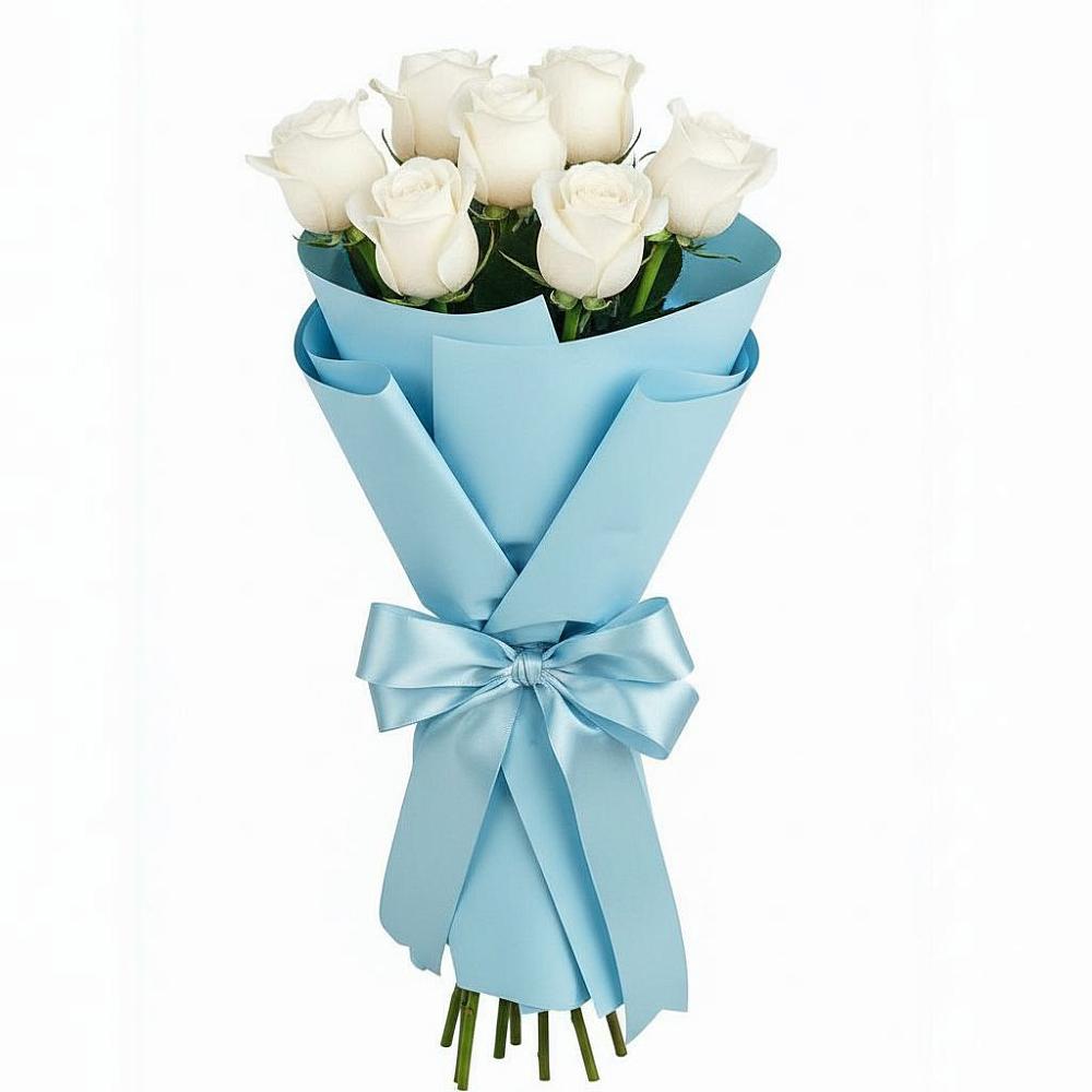 Букет 7 белых роз Проуд в Смолино