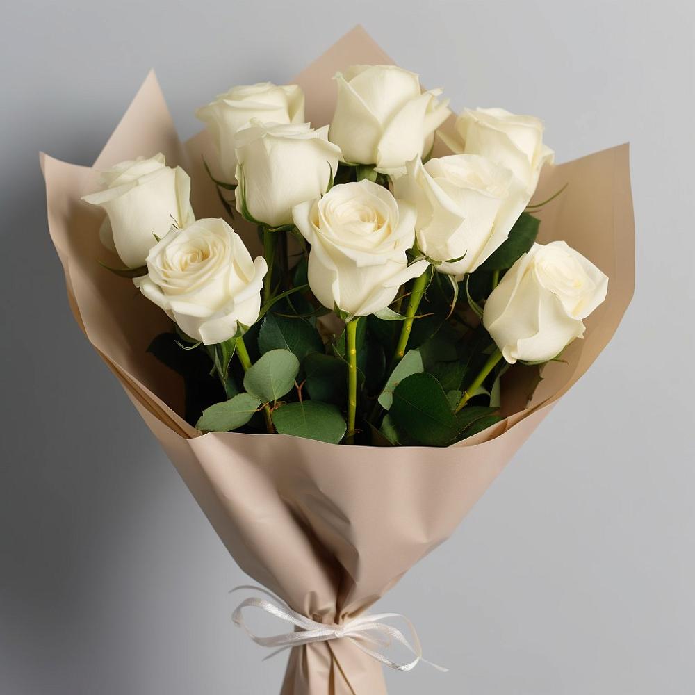 Букет 9 Белых роз Эдлесс Лав в Смолино