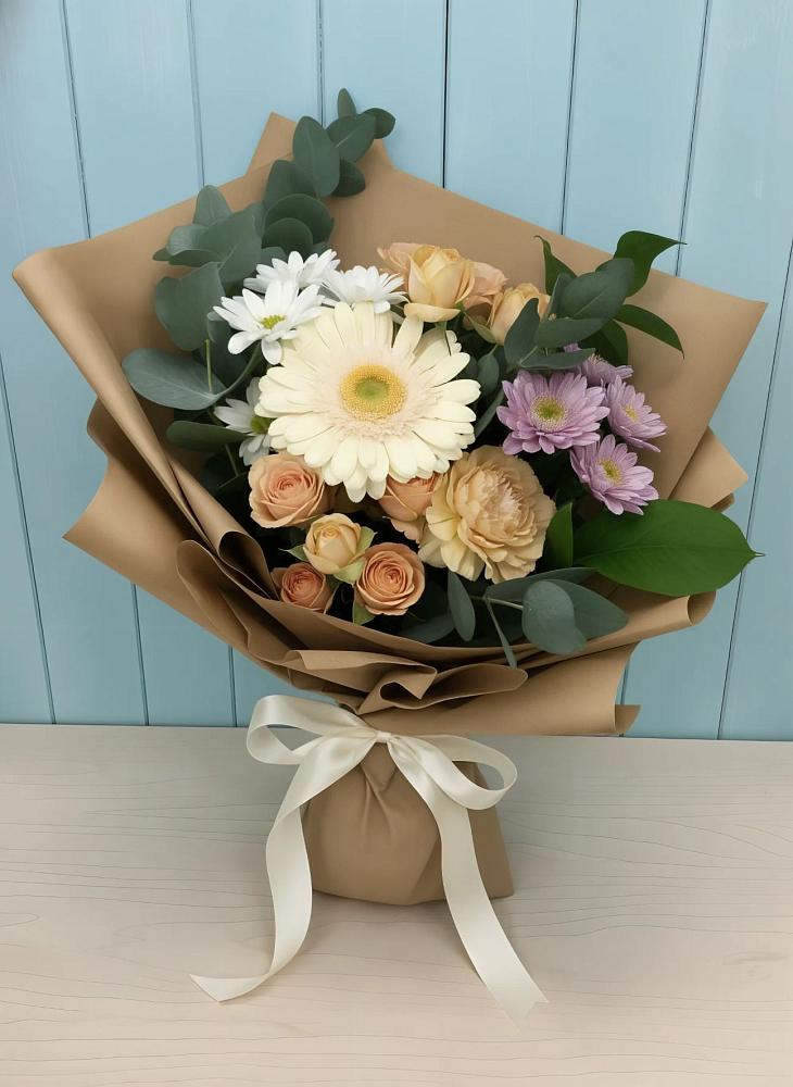 Букет цветов из: Герберы и Хризантемы в Смолино