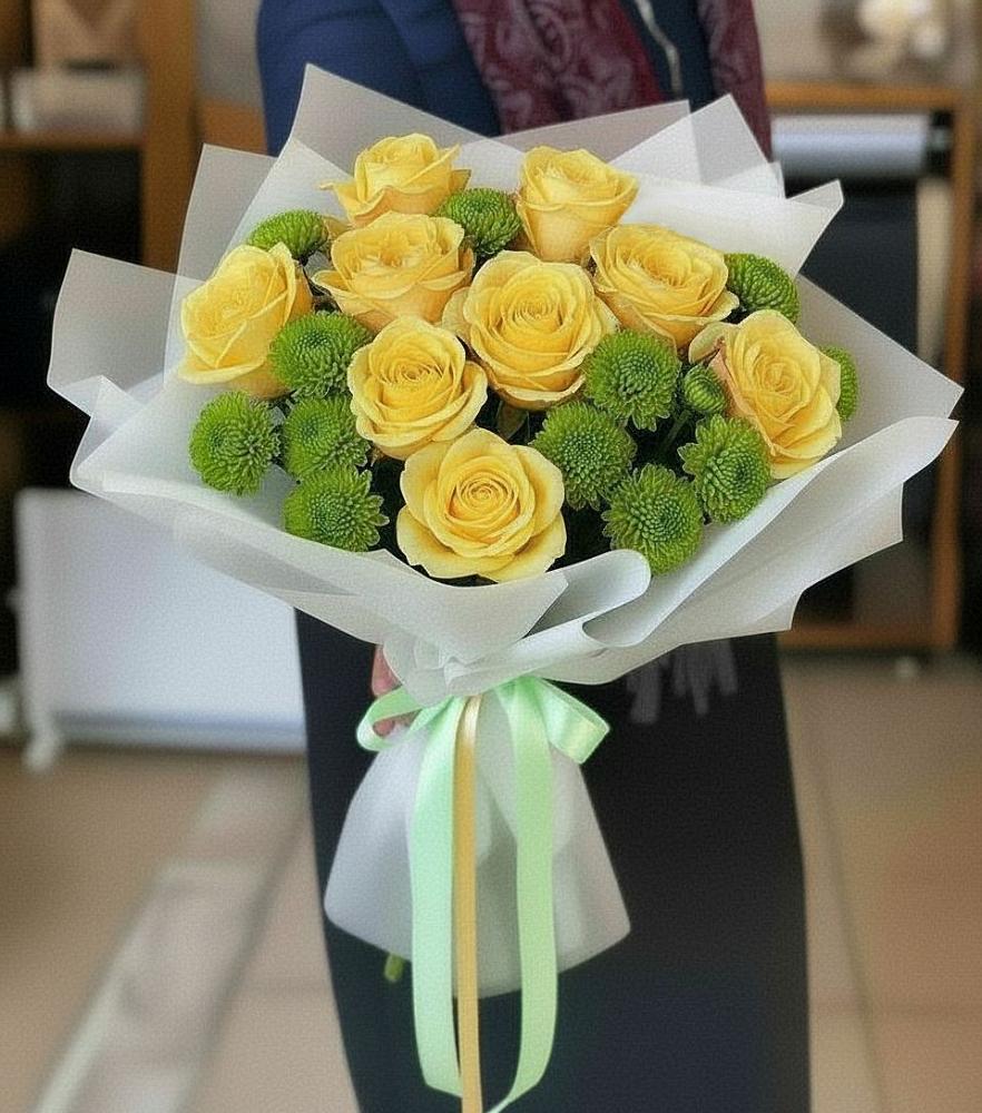 Букет цветов из: Хризантемы и Розы в Смолино