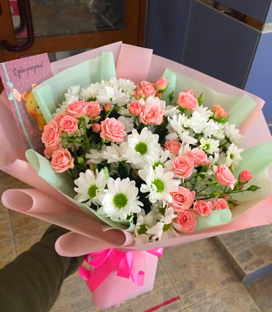 Букет цветов из: Розы и Хризантемы в Смолино