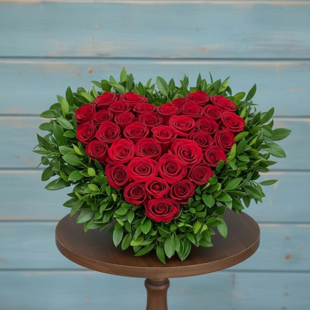 Цветочная композиция из Розы в виде сердца в Смолино