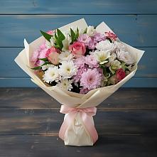 Букет цветов из:  Хризантемы, Альстромерии и Розы #REPLACE_PRED# Смолино