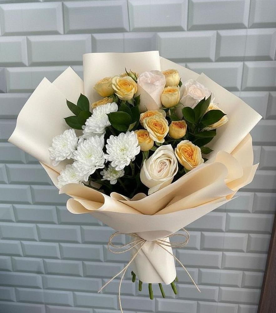 Букет цветов из: Розы и Хризантемы в Смолино