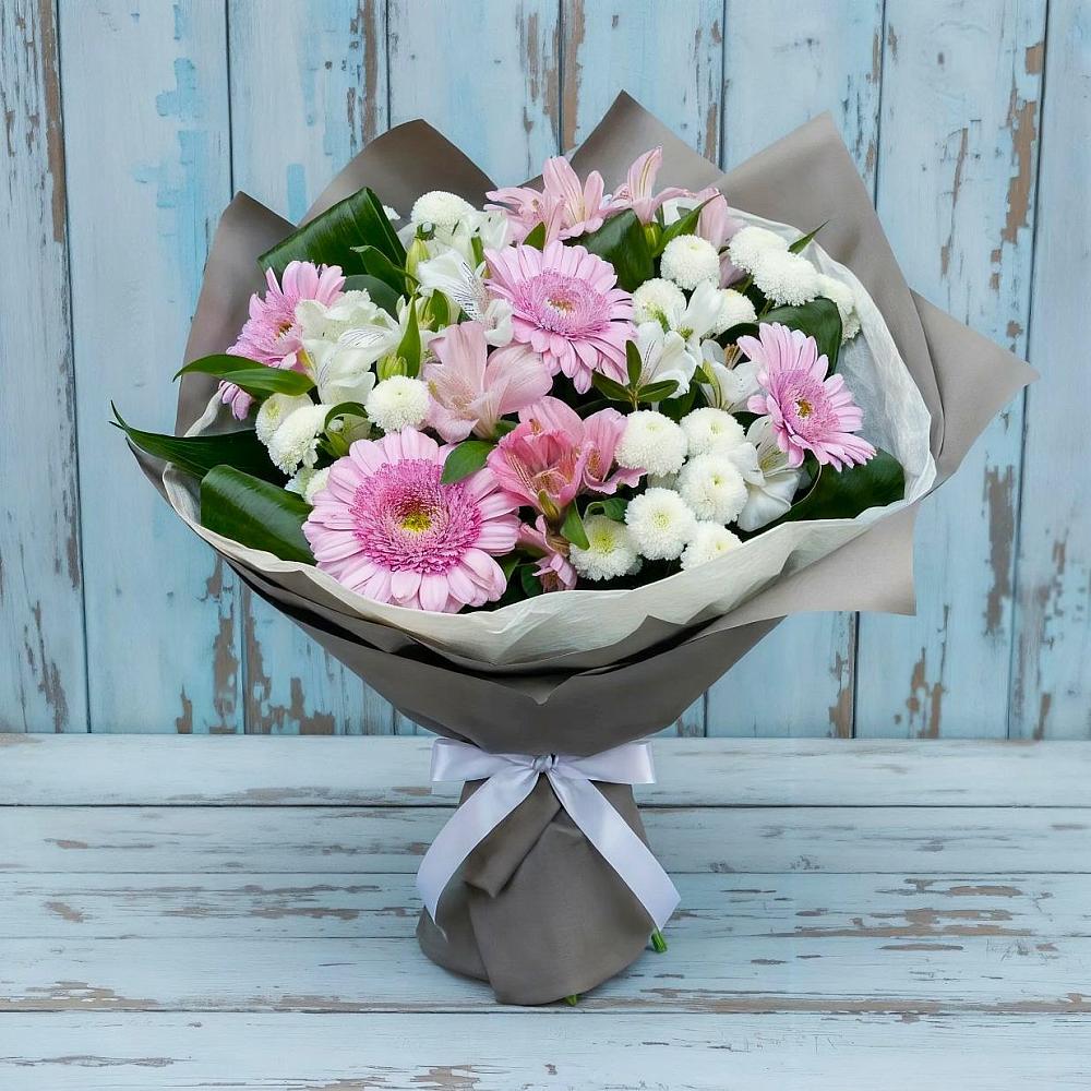 Букет цветов из: Герберы, Альстромерии и Хризантемы в Смолино